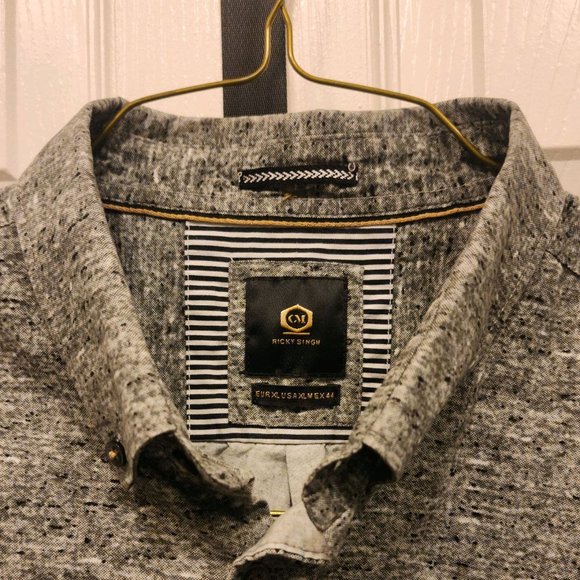 Ricky Singh Casual Shirt, XL, BDC, Gray/White Marled, Contrasting Inner Cuffs - Picture 3 of 8